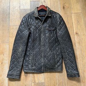 Allsaints Quilted Leather Shirt Jacket XS